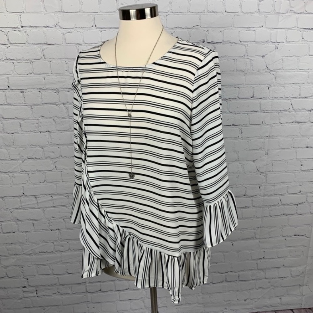 Striped Blouse with Ruffles - NWT